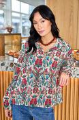 Black Colour Panama Shirt - Botanic Red