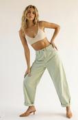 Q2 Wide-leg Cotton Pants - Light Green image