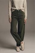 Q2 Wide-leg Barrel Pants - Olive Green image