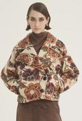 Chicard Floral Print Cropped Jacket - Cream Multi image