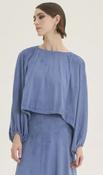 Chicard Suede Drawstring Top - Blue image