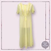 Vintage Yellow Button Front Ruffle Nightdress