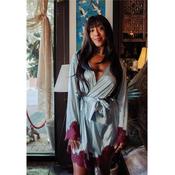 New Icy Blue &amp; Pinot Satin Short Robe by Kilo Brava image