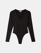 Tally Weijl Black V-Neck Long Sleeve Bodysuit