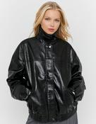 Black Oversized Faux Leather Jacket