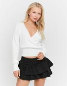 White Wrap Knit Jumper