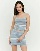 Blue/White Striped Mini Skirt image