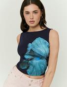 Blue Floral Print Top