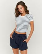 White/Blue/Black Striped Basic T-Shirt