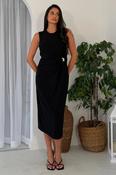 Louisa Gold Buckle Black Wrap Midi Dress image
