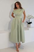 Betty Asymmetric Neckline Sage Midi Dress image