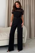 Darlia Lace Detail Wide Leg Black Jumpsuit