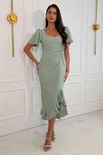 Darcie Flared Sleeve Frill Sage Midi Dress image