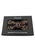 Boys Rust/Burgundy Floral Bow &amp; Pocket Square