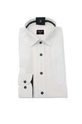 White Body Fit Tuxedo Shirt With Black Buttons image