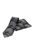 Navy Gold Paisley Tie &amp; Pocket Square image