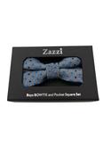 Boys Silver/Blue Bow &amp; Pocket Square