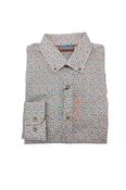 Devanos Long Sleeve White/Burnt Orange Print Shirt