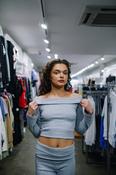 Off Shoulder Fitted Grey Top