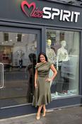 Felicity Asymmetric Frill Khaki Midi Dress image