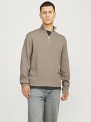 Milano Stitch Half Zip Knit-Greige