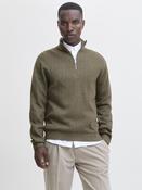 Milano Stitch Half Zip Knit-Stone Gray