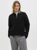 Milano Stitch Knit Zip Polo-Black