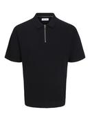 Troy Knit Zip Polo-Black
