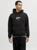 Club Front Print Sweat Hood-Black