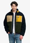Colour Block Retro Zip Fleece - Eclipse Navy Mix