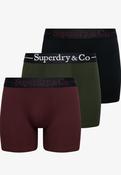 Superdry &amp; Co Boxer Triple Pack - Black/Burgundy/Olive Green image