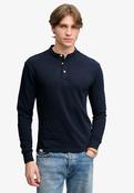 Woven Placket Grandad Top - Deep Navy image