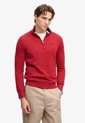 Prep Essential Cotton Half Zip - Crimson Red Marl