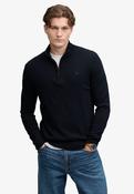 Essential Lightweight Wool Blend Half Zip Jumper - Deepest Navy image