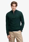 Essential Lightweight Wool Blend Half Zip Jumper - Deep Pine Green image