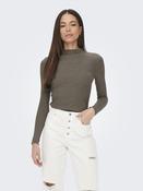 Emma Long Sleeve High Neck Top - Light Brown