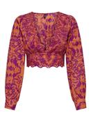 Lou Life Emb Long Sleeve V-Neck Short Top-Tigerlily image