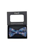 Zazzi Kid Boys Steel/Royal Blue Bow Tie &amp; Pocket Square Set