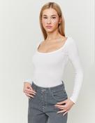 White Ribbed Basic Bodysuit
