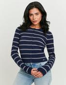 Blue Striped Knit Cardigan
