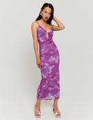 Purple Midi Dress with Flower Print image
