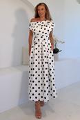 Betty Asymmetric Neckline Polka Midi Dress image
