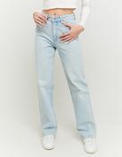 High Waist Straight Leg Blue Denim Jeans