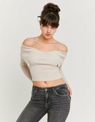Beige Knitted Top With Strass