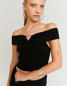 Black Knitted Top With Love Heart Detail