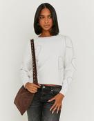 White Knit Sweater With Rhinestones