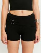 Black Knitted Shorts With Love Heart Detail