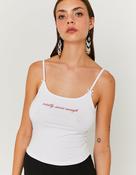 White Strappy Top With Totally Sweet Enough Print