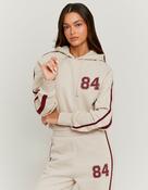 Beige Zip Up Hoodie With Print