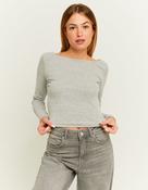 Grey Round Neck Long Sleeve T-Shirt image
